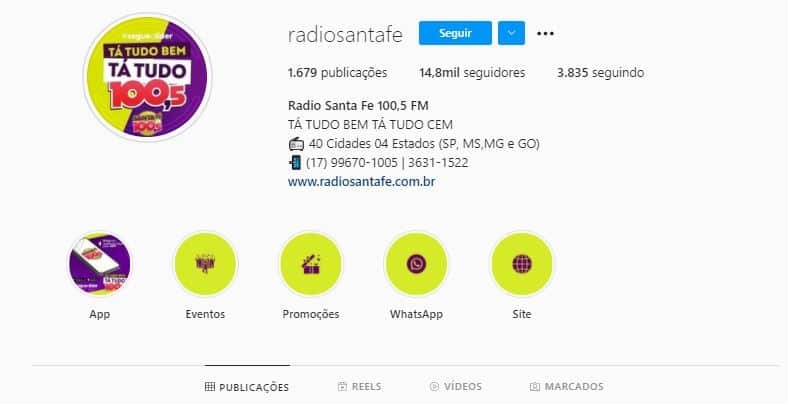 Perfil da Rádio Santa Fé nas redes sociais (Foto: Reprodução/Instagram) Perfil da Rádio Santa Fé nas redes sociais (Foto: Reprodução/Instagram)