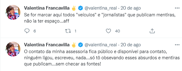 Valetina nega que brigou com Milene Pavorô (Foto: Reprodução) Valetina nega que brigou com Milene Pavorô (Foto: Reprodução)