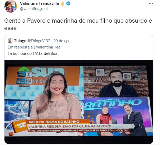 Valetina nega que brigou com Milene Pavorô (Foto: Reprodução) Valetina nega que brigou com Milene Pavorô (Foto: Reprodução)