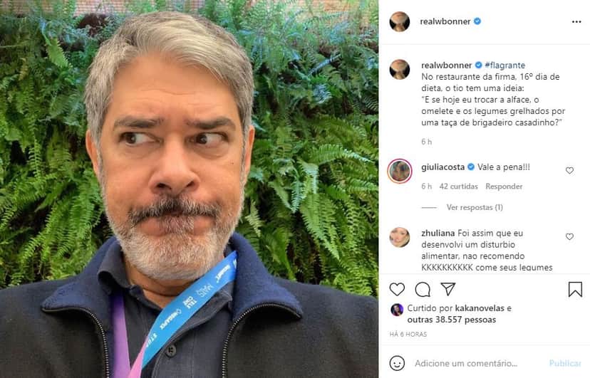Bonner quase cedeu a tentação de sair da dieta (Foto: Reprodução/ Instagram) Bonner quase cedeu a tentação de sair da dieta (Foto: Reprodução/ Instagram)
