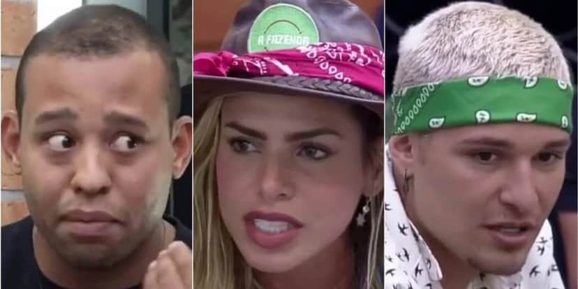 Mussunzinho, Erika e MC Gui discutiram em A Fazenda 13 (Imagem: Montagem) Mussunzinho, Erika e MC Gui discutiram em A Fazenda 13 (Imagem: Montagem)