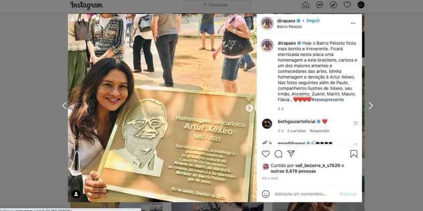 Dira Paes faz homenagem para escritor (Reprodução) Dira Paes faz homenagem para escritor (Reprodução)