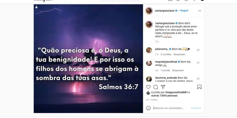 Luciano Camargo expõe amor (Reprodução) Luciano Camargo expõe amor (Reprodução)