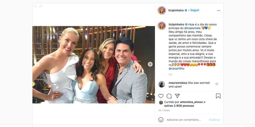 De acordo com apresentadora, César Filho é seu grande amigo (Reprodução) De acordo com apresentadora, César Filho é seu grande amigo (Reprodução)