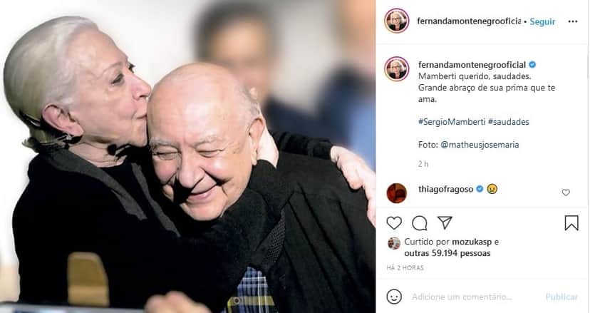 Fernanda Montenegro lamentou a perda do primo, o ator Sérgio Mamberti (Imagem: Reprodução) Fernanda Montenegro lamentou a perda do primo, o ator Sérgio Mamberti (Imagem: Reprodução)