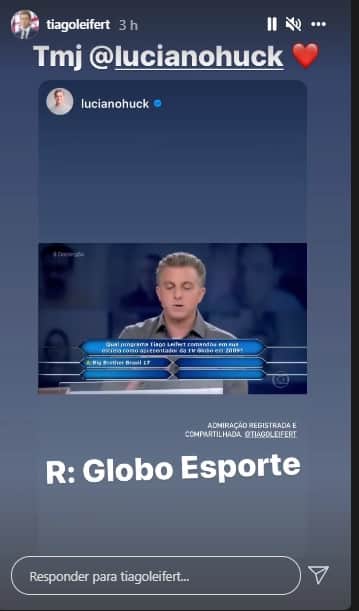 Tiago Leifert respondeu Luciano Huck Tiago Leifert respondeu Luciano Huck