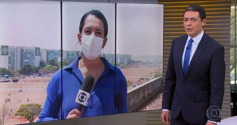 Alan Severiano interrompeu o "Encontro" para a cobertura das manifestações em 7 de setembro (Foto: Reprodução/TV Globo) Alan Severiano interrompeu o "Encontro" para a cobertura das manifestações em 7 de setembro (Foto: Reprodução/TV Globo)