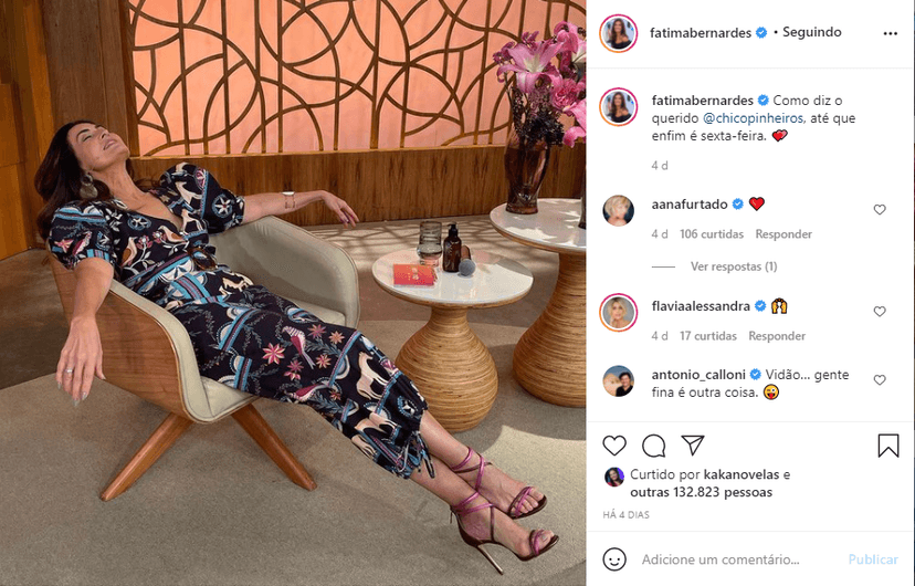 No Instagram, Fátima Bernardes se pronunciou sobre crime contra a constituição (Foto: Reprodução) No Instagram, Fátima Bernardes se pronunciou sobre crime contra a constituição (Foto: Reprodução)