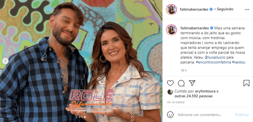 Fátima Bernardes usou as redes sociais para expor sua despedida de mais uma semana do Enconro (Foto: Reprodução) Fátima Bernardes usou as redes sociais para expor sua despedida de mais uma semana do Enconro (Foto: Reprodução)