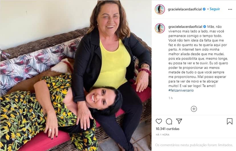 Graciele Lacerda faz homenagem para a mãe no aniversário dela - Foto: Reprodução Graciele Lacerda faz homenagem para a mãe no aniversário dela - Foto: Reprodução