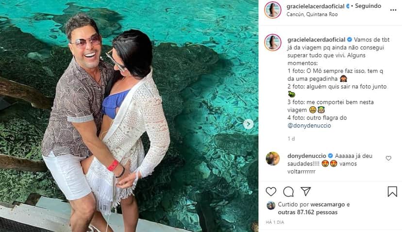 Graciele Lacerda surgiu em clique ousado com Zezé Di Camargo (Foto: Reprodução) Graciele Lacerda surgiu em clique ousado com Zezé Di Camargo (Foto: Reprodução)