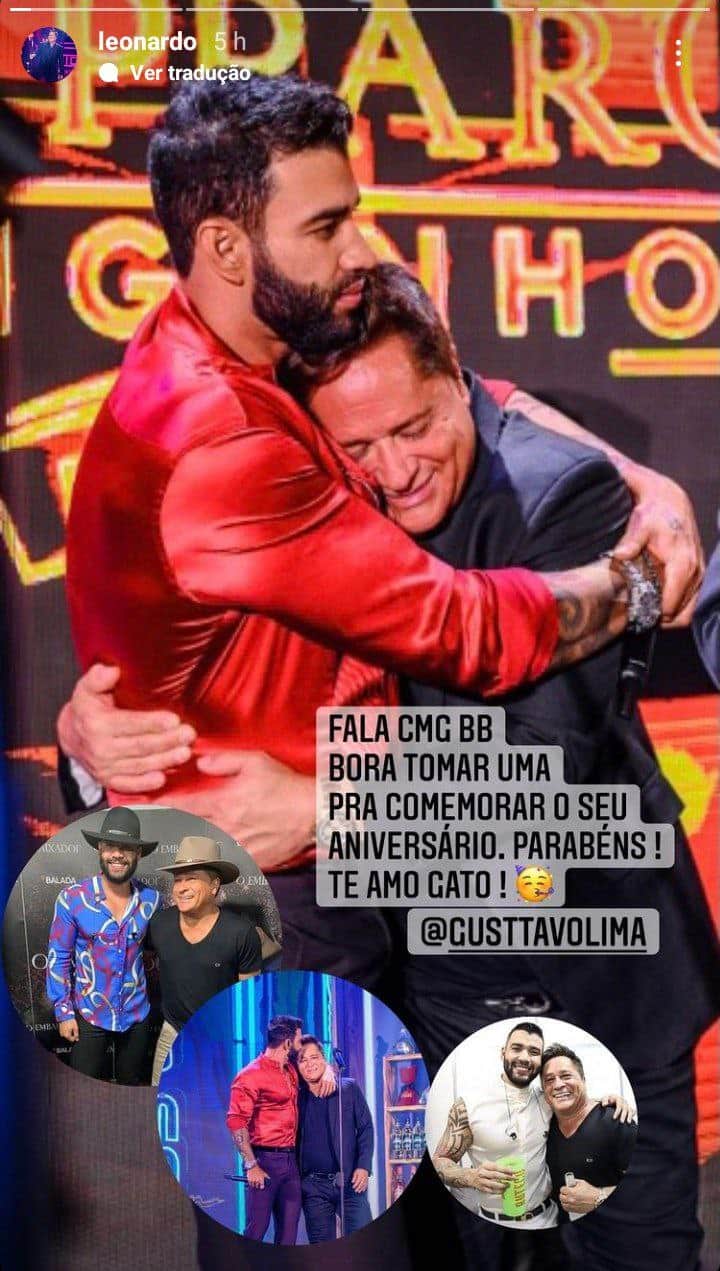 Leonardo parabenizou Gusttavo Lima nas redes sociais (Foto: Reprodução) Leonardo parabenizou Gusttavo Lima nas redes sociais (Foto: Reprodução)