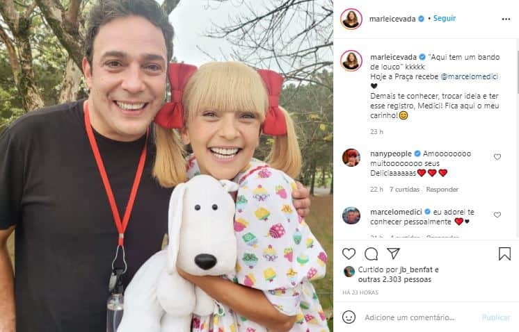 Marcelo Medici e Marlei Cevada se encontraram em gravação com Carlos Alberto de Nóbrega (Foto: Reprodução/Instagram) Marcelo Medici e Marlei Cevada se encontraram em gravação com Carlos Alberto de Nóbrega (Foto: Reprodução/Instagram)