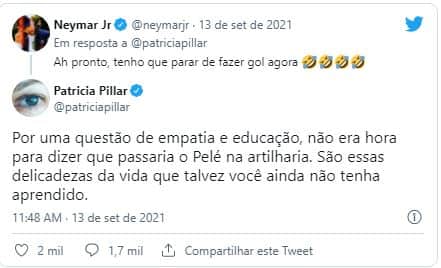 Neymar e Patrícia Pillar (Foto: Reprodução/Twitter) Neymar e Patrícia Pillar (Foto: Reprodução/Twitter)