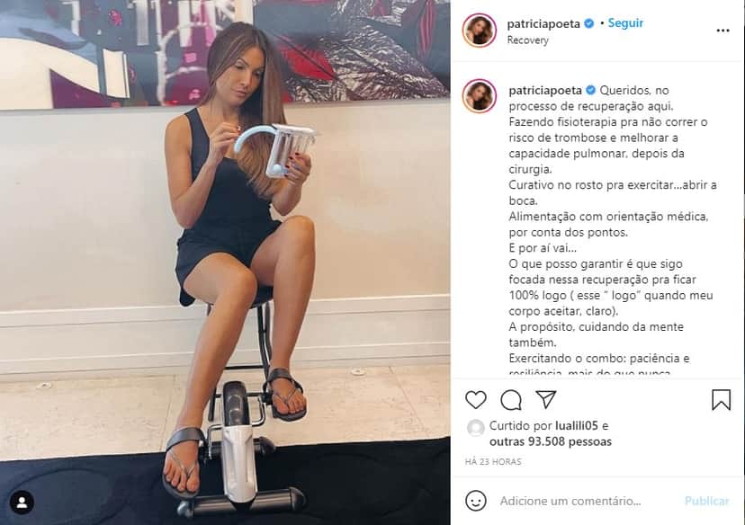 Patrícia Poeta expõe real estado, após cirurgia às pressas (Foto: Reprodução) Patrícia Poeta expõe real estado, após cirurgia às pressas (Foto: Reprodução)