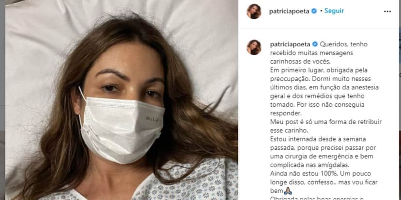 Patrícia Poeta é internada às pressas, tem cirurgia de emergência confirmada e é flagrada na maca de hospital Patrícia Poeta é internada às pressas, tem cirurgia de emergência confirmada e é flagrada na maca de hospital