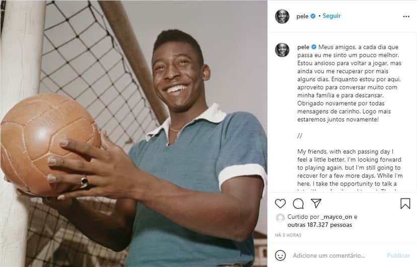 Publicação de Pelé no Instagram (Foto: Reprodução) Publicação de Pelé no Instagram (Foto: Reprodução)
