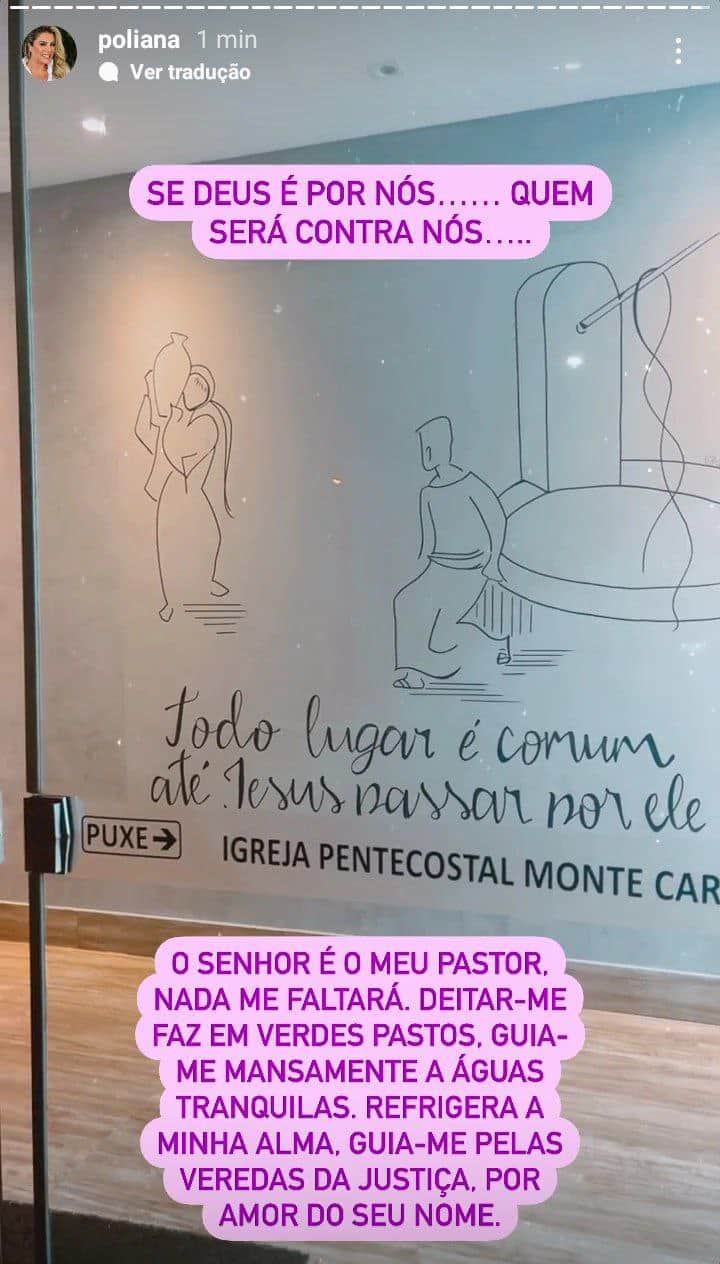 Poliana Rocha mandou recado, enquanto estava na igreja (Foto: Reprodução/ Instagram) Poliana Rocha mandou recado, enquanto estava na igreja (Foto: Reprodução/ Instagram)