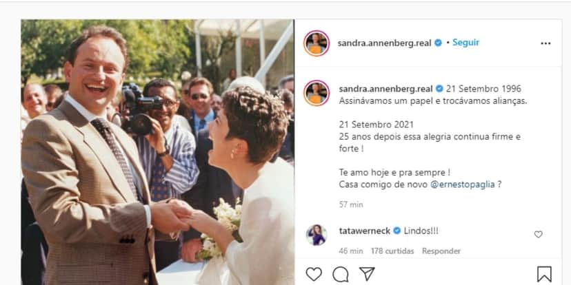 "Assinávamos um papel", diz Sandra Annenberg confirmado desfecho de união com marido após 25 anos "Assinávamos um papel", diz Sandra Annenberg confirmado desfecho de união com marido após 25 anos