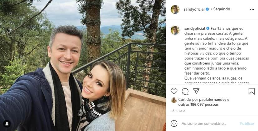 Sandy celebrou o amor com Lucas Lima (Foto: Reprodução/ Instagram) Sandy celebrou o amor com Lucas Lima (Foto: Reprodução/ Instagram)