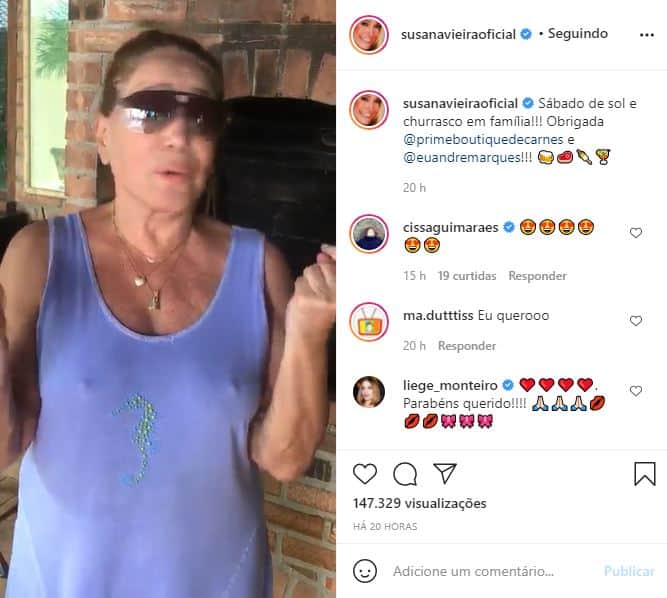 Susana Vieira surpreendeu ao reclamar de mimo que ganhou de André Marques (Foto: Reprodução/ Instagram) Susana Vieira surpreendeu ao reclamar de mimo que ganhou de André Marques (Foto: Reprodução/ Instagram)