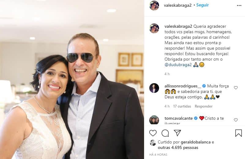 Valeska Braga se despediu de Dudu, filho de Roberto Carlos (Foto: Reprodução) Valeska Braga se despediu de Dudu, filho de Roberto Carlos (Foto: Reprodução)