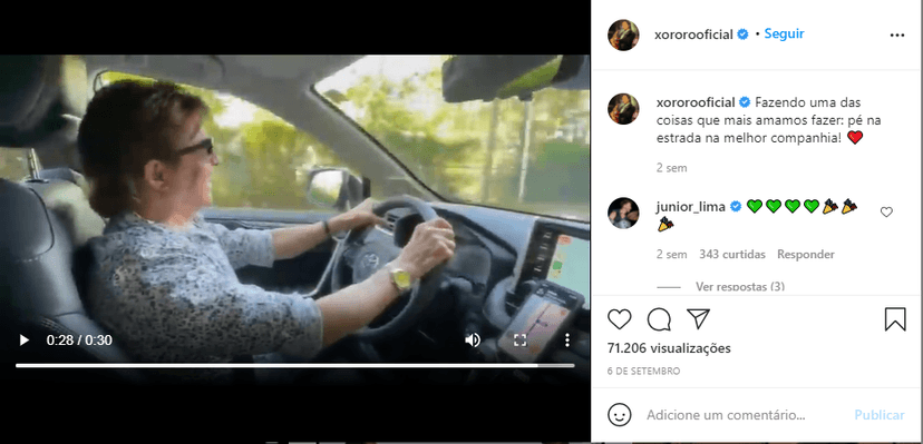 No Instagram, Xororó expõe que saiu de casa junto da esposa para curtir férias (Foto: Reprodução) No Instagram, Xororó expõe que saiu de casa junto da esposa para curtir férias (Foto: Reprodução)
