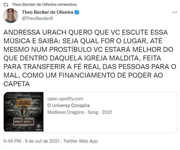 Theo Becker fez alerta para Andressa Urach (Foto: Reprodução) Theo Becker fez alerta para Andressa Urach (Foto: Reprodução)