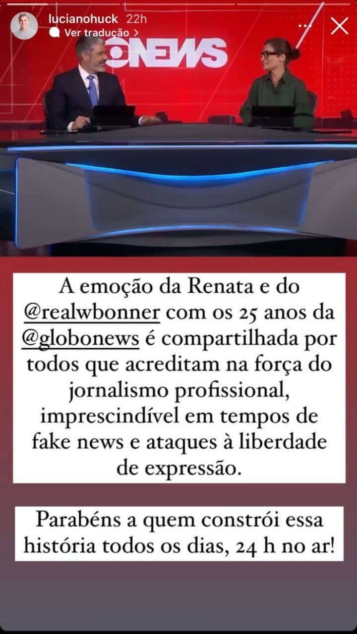 Luciano Huck mandou recado para Renata Vasconcellos e William Bonner (Foto: Reprodução) Luciano Huck mandou recado para Renata Vasconcellos e William Bonner (Foto: Reprodução)