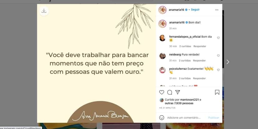 Ana Maria faz anúncio sobre seu trabalho (Reprodução) Ana Maria faz anúncio sobre seu trabalho (Reprodução)