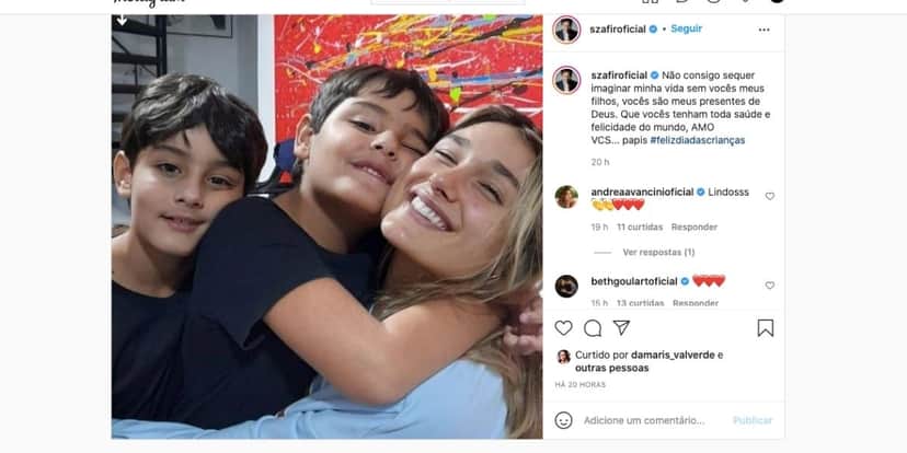 Sasha recebe mensagem de avó em publicação de Luciano Szafir (Reprodução) Sasha recebe mensagem de avó em publicação de Luciano Szafir (Reprodução)