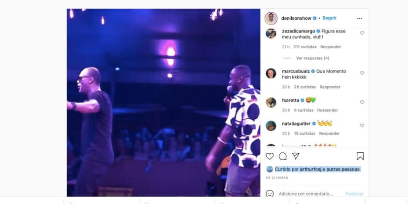Thiaguinho recebe declaração de Denilson (Reprodução) Thiaguinho recebe declaração de Denilson (Reprodução)