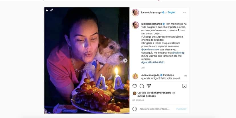 Luciele Di Camargo expõe o que Denilson fez em seu aniversário (Reprodução) Luciele Di Camargo expõe o que Denilson fez em seu aniversário (Reprodução)