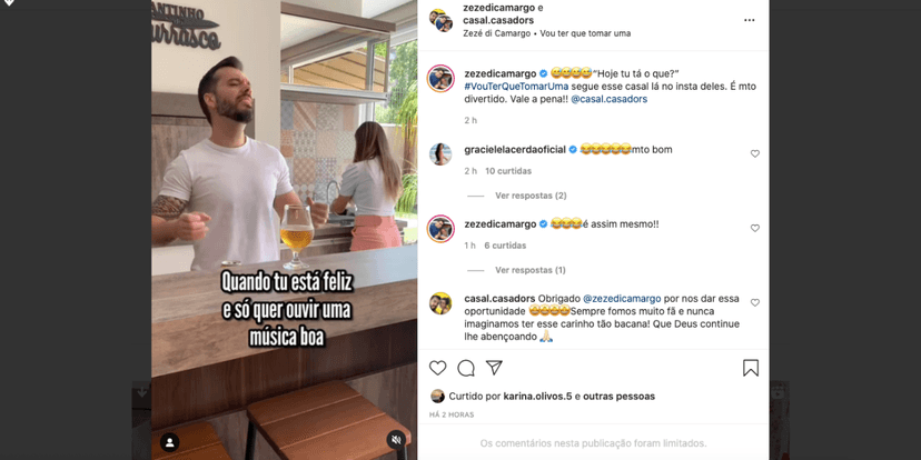 Zezé expõe revolta de casal (Reprodução) Zezé expõe revolta de casal (Reprodução)