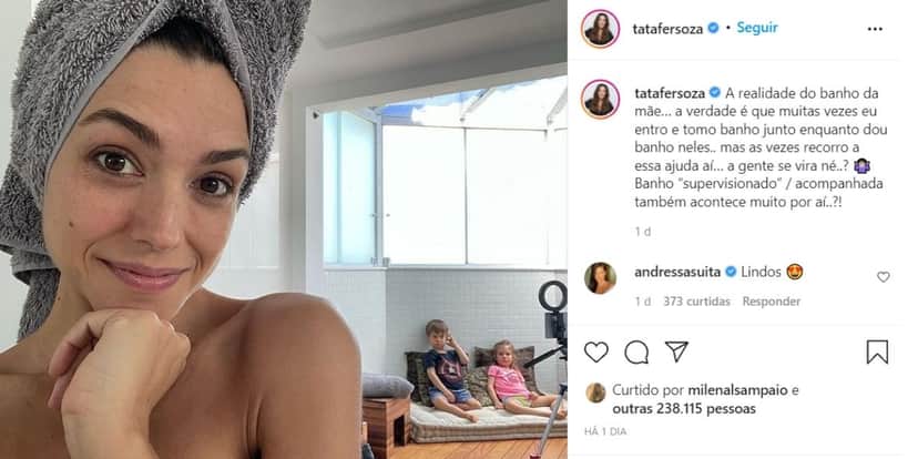 Thais Fersoza é flagrada por filhos em momento íntimo no banho (Reprodução) Thais Fersoza é flagrada por filhos em momento íntimo no banho (Reprodução)