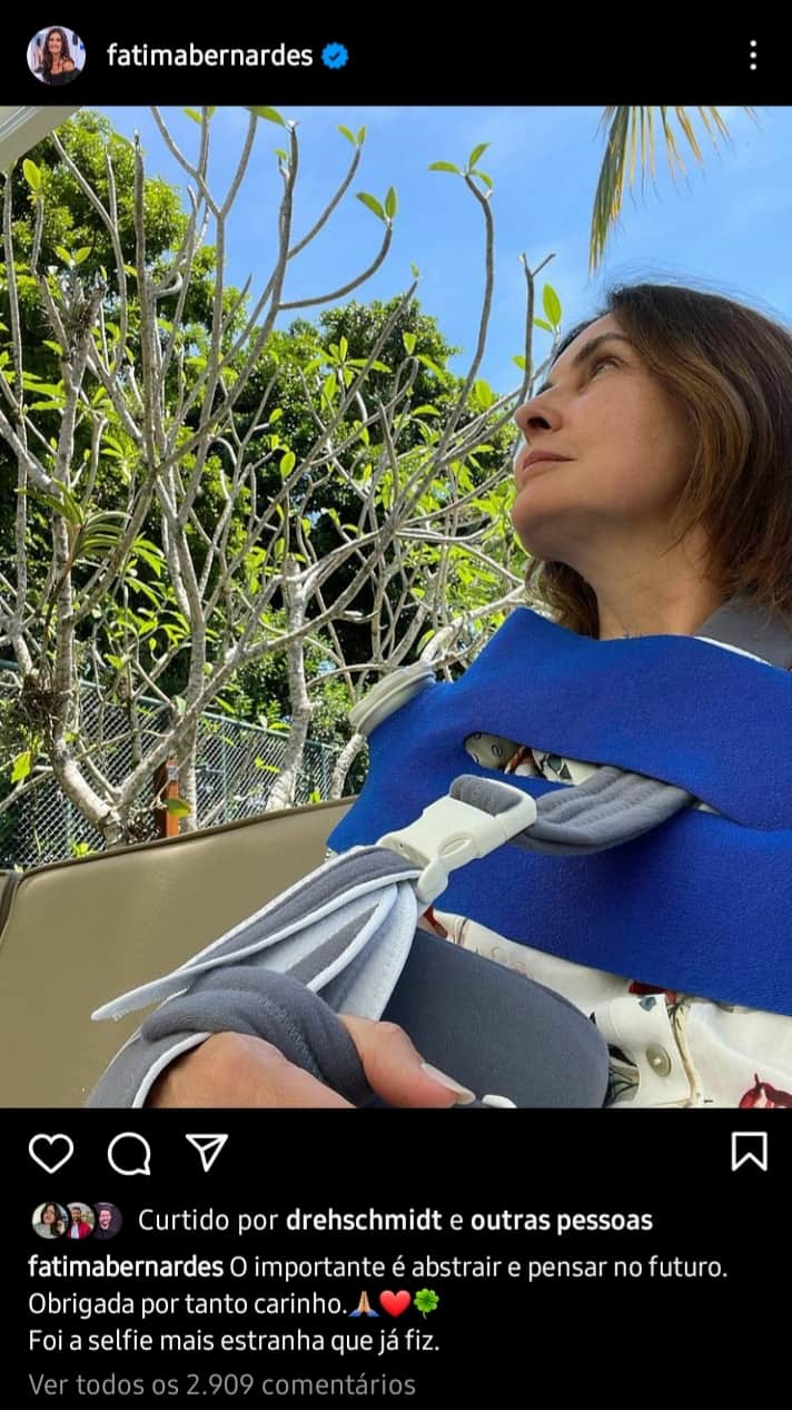 Fátima Bernardes publica foto após cirurgia (Foto: Divulgação/ Instagram) Fátima Bernardes publica foto após cirurgia (Foto: Divulgação/ Instagram)