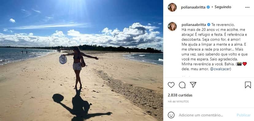 Poliana Abritta postou clique íntimo na praia (Foto: Reprodução) Poliana Abritta postou clique íntimo na praia (Foto: Reprodução)