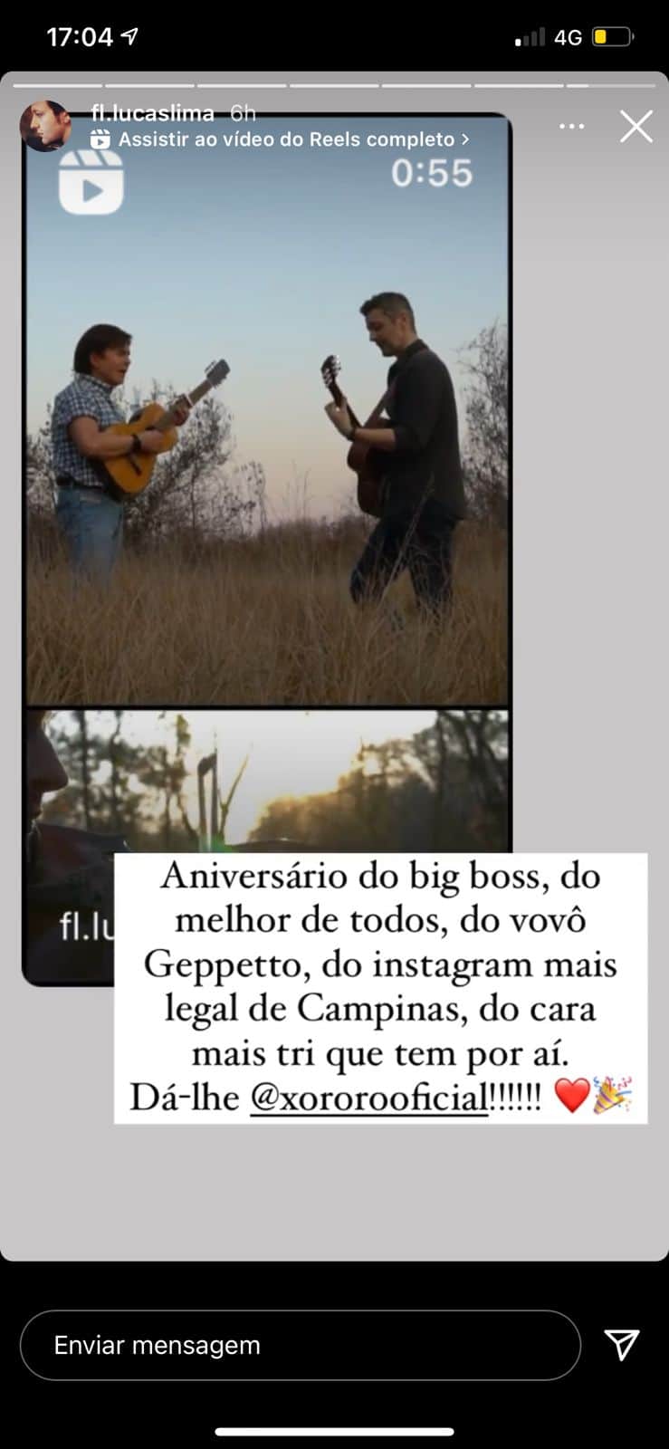 De acordo com Xororó, parceria com genro é boa (Reprodução) De acordo com Xororó, parceria com genro é boa (Reprodução)