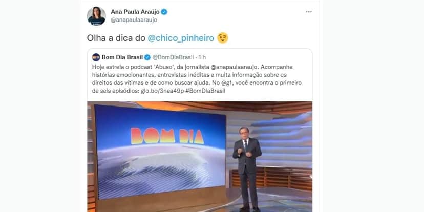 Com Ana Paula Araújo fora, Chico Pinheiro expõe o que parceira fez na Globo e âncora se pronuncia: "Abuso" Com Ana Paula Araújo fora, Chico Pinheiro expõe o que parceira fez na Globo e âncora se pronuncia: "Abuso"