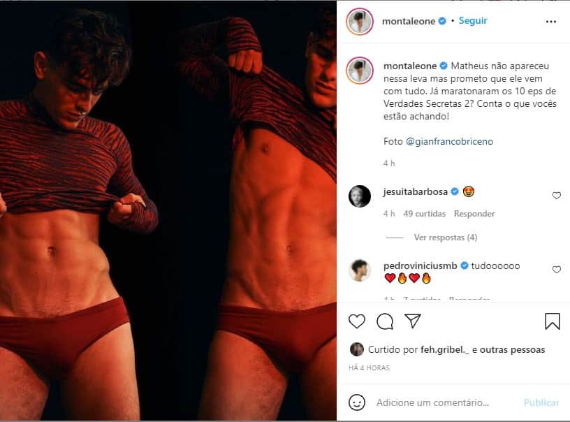 Ator de Verdades Secretas posta foto sensual com mandiocão explodindo - Foto: Reprodução Ator de Verdades Secretas posta foto sensual com mandiocão explodindo - Foto: Reprodução