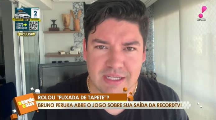 Bruno Peruka falou sobre sua demissão da Record no "A Tarde é Sua" (Foto: Reprodução/RedeTV!) Bruno Peruka falou sobre sua demissão da Record no "A Tarde é Sua" (Foto: Reprodução/RedeTV!)