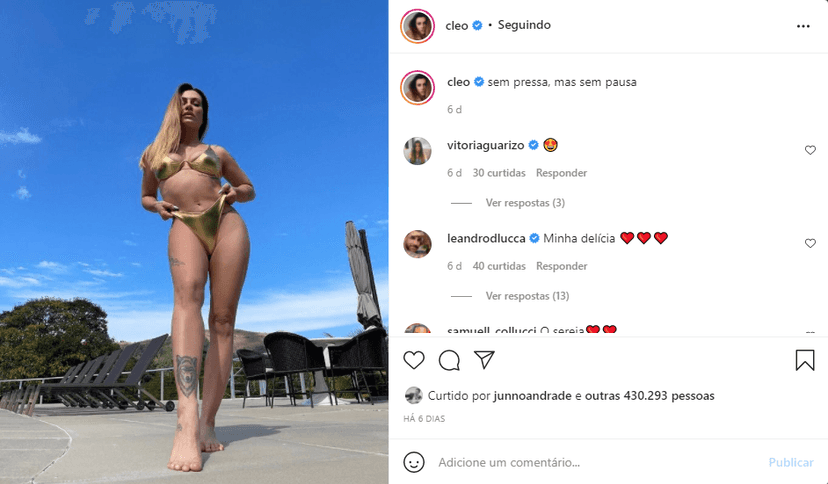 Cleo posta foto ousada nas redes sociais (Foto: Reprodução) Cleo posta foto ousada nas redes sociais (Foto: Reprodução)