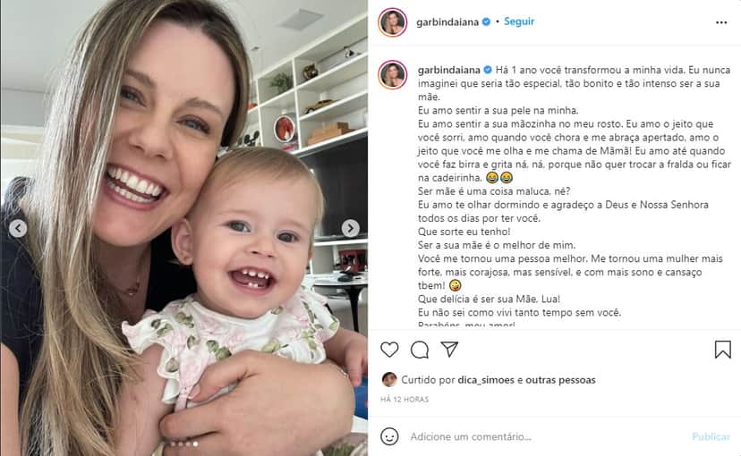 Esposa de Tiago leifert, Daiana Garbin, faz textão no aniversário da filha - Foto: Reprodução Esposa de Tiago leifert, Daiana Garbin, faz textão no aniversário da filha - Foto: Reprodução