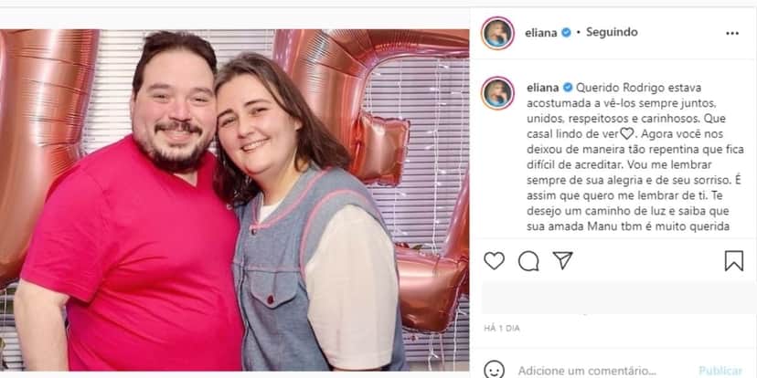 Eliana comunicou a morte de marido de fotógrafa do SBT; Ela é amiga do casal Eliana comunicou a morte de marido de fotógrafa do SBT; Ela é amiga do casal