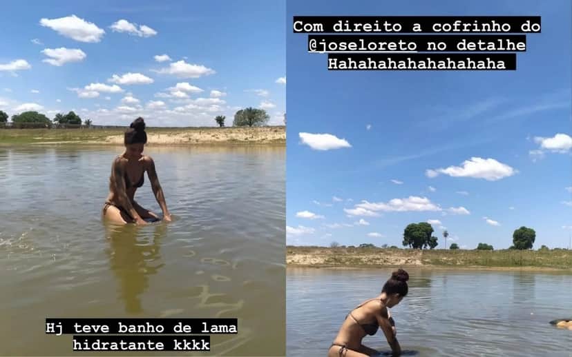 Juliana Paes exibindo o cofrinho de José Loreto (Imagem: Montagem) Juliana Paes exibindo o cofrinho de José Loreto (Imagem: Montagem)