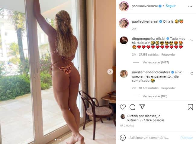 Paolla Oliveira ganhou recado de Diogo Nogueira em clique sensual (Foto: Reprodução/Instagram) Paolla Oliveira ganhou recado de Diogo Nogueira em clique sensual (Foto: Reprodução/Instagram)