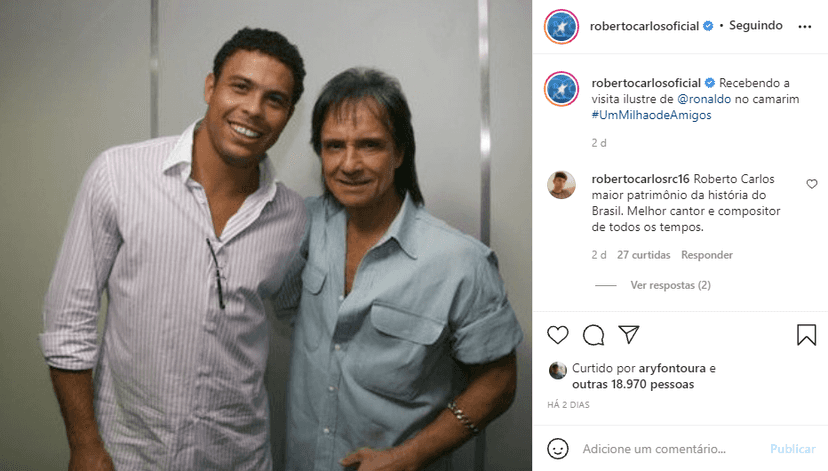 Roberto Carlos recordou encontro com Ronaldo Fenômeno (Foto: Reprodução) Roberto Carlos recordou encontro com Ronaldo Fenômeno (Foto: Reprodução)