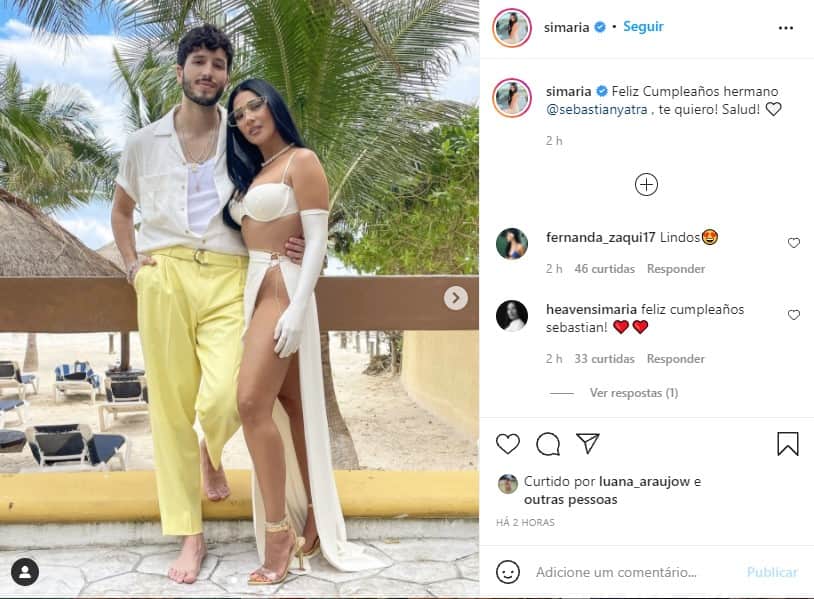 Simaria surge sem calcinha ao lado do cantor colombiano Sebastian Yatra - Foto: Reprodução Simaria surge sem calcinha ao lado do cantor colombiano Sebastian Yatra - Foto: Reprodução