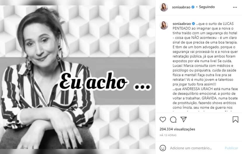 Sonia Abrão decidiu falar sobre o comportamento de alguns famosos (Foto: Reprodução/ Instagram) Sonia Abrão decidiu falar sobre o comportamento de alguns famosos (Foto: Reprodução/ Instagram)