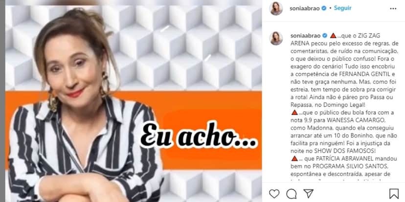 "Não teve graça nenhuma", Sonia Abrão destrói estreia de Fernanda Gentil, explode e detona recado: "Acorda" "Não teve graça nenhuma", Sonia Abrão destrói estreia de Fernanda Gentil, explode e detona recado: "Acorda"